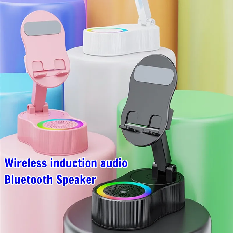 

Phone Charger Speaker with Powerbank RGB Light Phone Mount Multi-Function Induction Phone Bracket for Dining Room Cafes Hotels