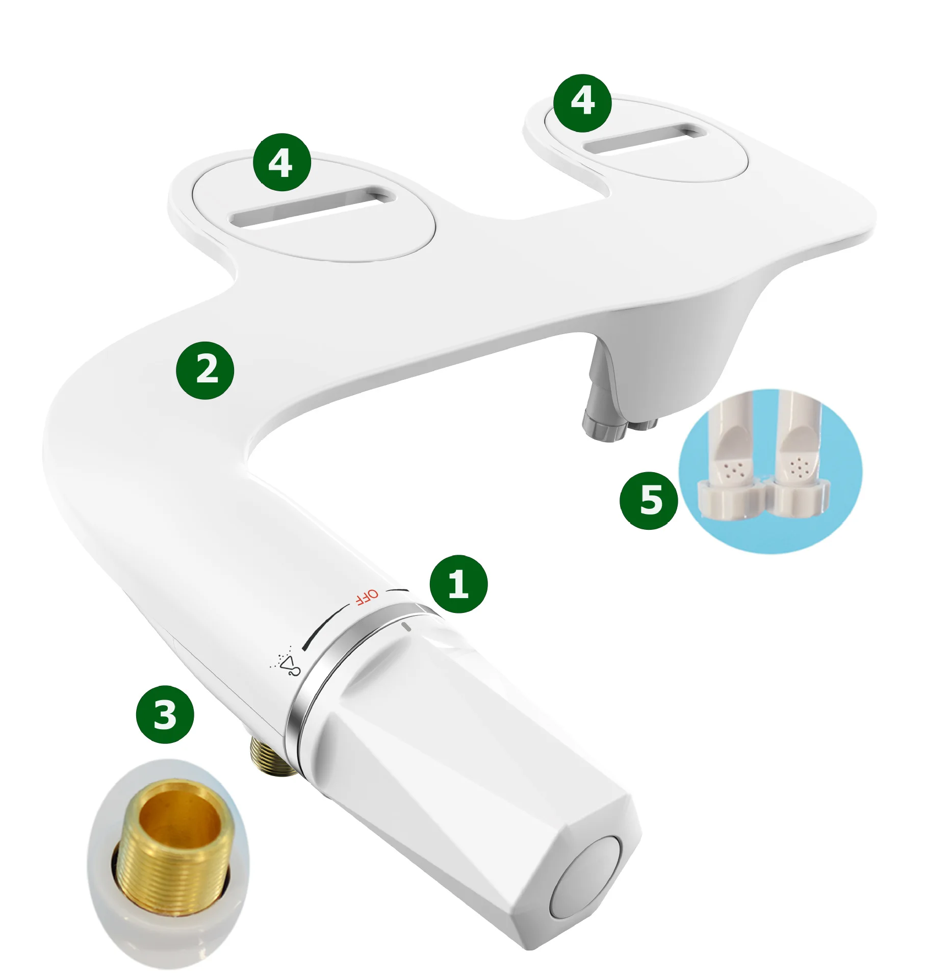 Guardget Bidet Attachment Left Side Bidet Non-electric Bidet For Toilet Seat Left Handed Small Bidets Two Nozzles Self Cleaning