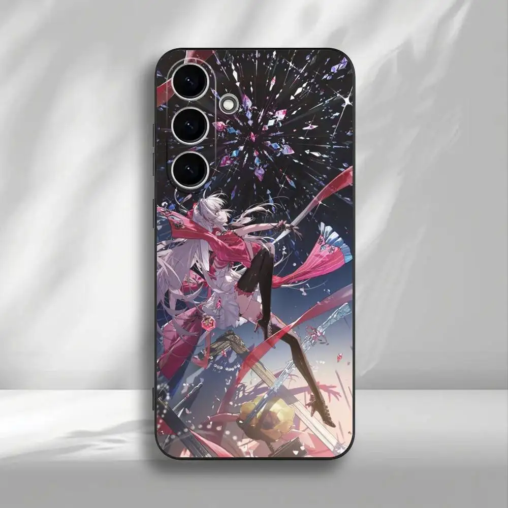 Casing Ponsel Wuthering Waves Carlotta untuk Samsung Galaxy A73,A72,A71,A70,A53,A52,A51, Cangkang Hitam Lembut