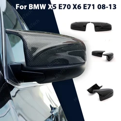 Capa de Espelho Padrão de Fibra de Carbono, Tampas Retrovisor Modificadas, Excelente Facelift, Preto Brilhante, BMW X5, E70, X6, E71, 2008-2013, 2 peças