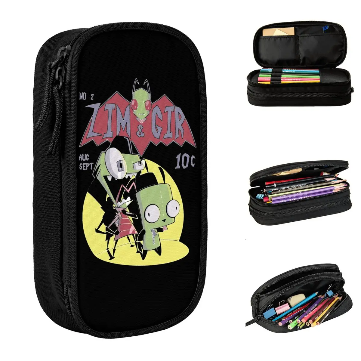 Lovely Invader Zim Pencil Case Cute Alien Pencilcases Pen for Student Large Storage Bag Students School Gift Stationery