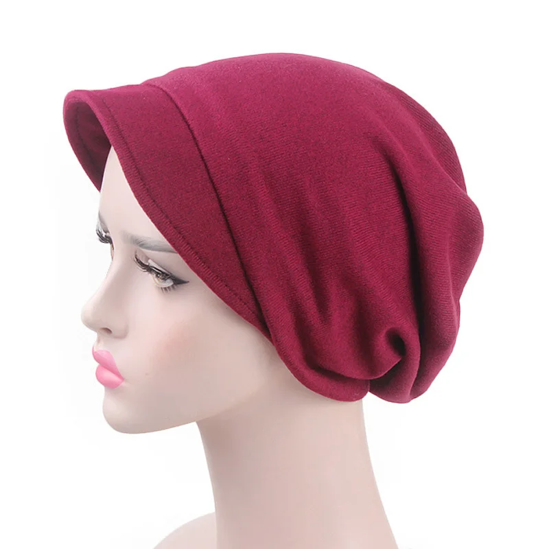 Fashion Turban Cap Beanies wide Plain Hats For Women Chemo Cap Muslim Hijab Caps  Stretch Turban Head Wrap Bonnet Hat