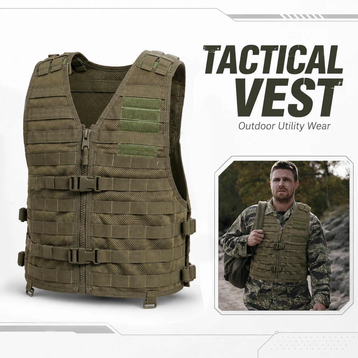

Tactical Vest Military Molle Airsoft Vest Outdoor Hunting Mesh Vest Multi-Pocket Training Equipment Army Combat Vest