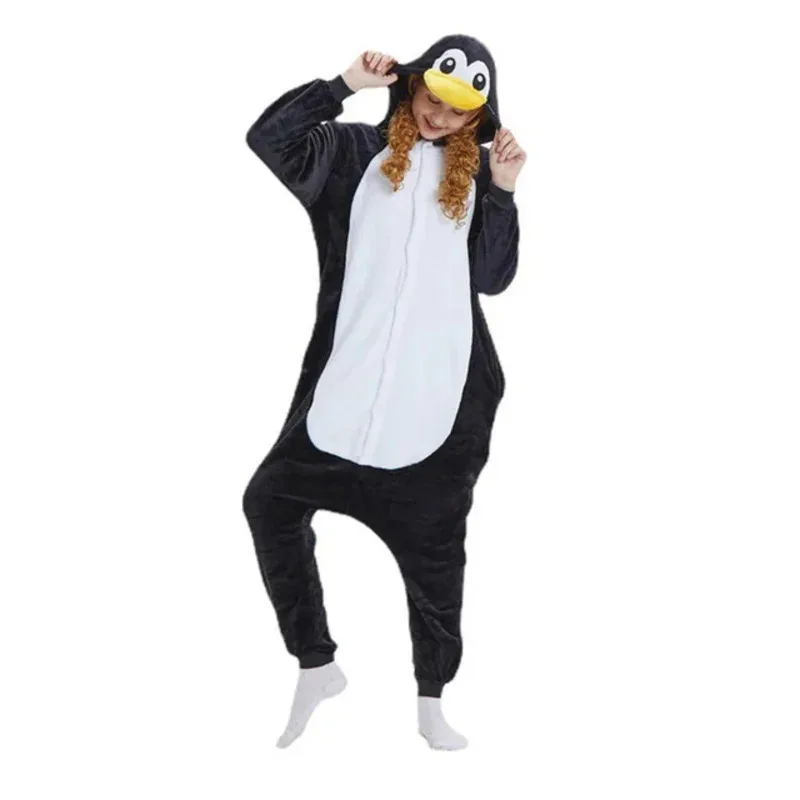 Una arena de osos para adultos, pijamas de franela con dibujos de animales y pingüinos, monos con capucha para parejas, ropa de dormir térmica, novedad de 2025