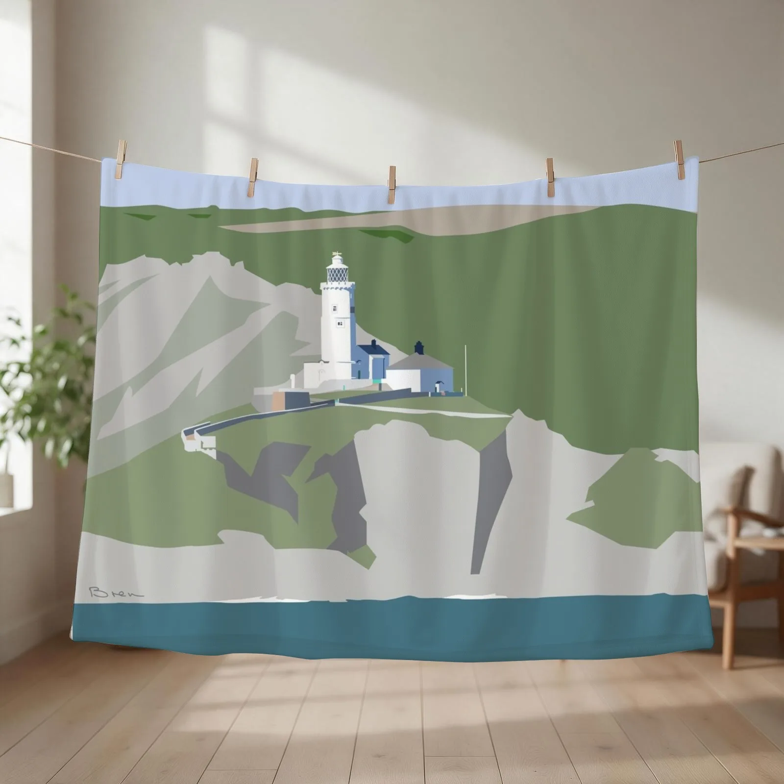 Start Point Lighthouse from the Sea Throw Blanket couch cozy soft plush fuzzy picnic outdoor blanket