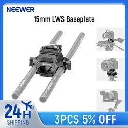 NEEWER 15mm LWS Baseplate with Arca Type QR Plate & Base, Dual 15mm Rod Clamps, Retractable Anti Off Pin, 1/4