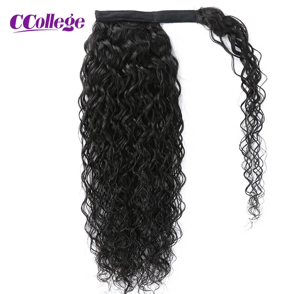 Ponytail Human Hair Wrap Around Ponytail Extensions Straight Curly Water Wave Kinky Straight 8-30 Inches Long Hair Natural Color