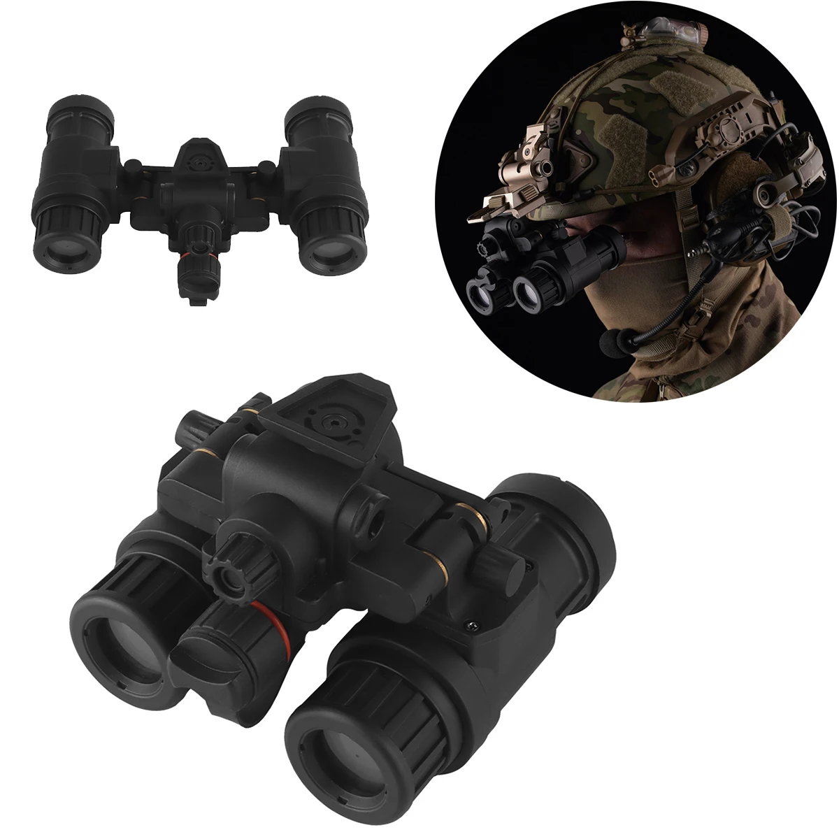 Binocular Night Vision Model, Airsoft Tactical Helmet Accessories, Adjustable Non-functional Virtual Props (can Emit Light)