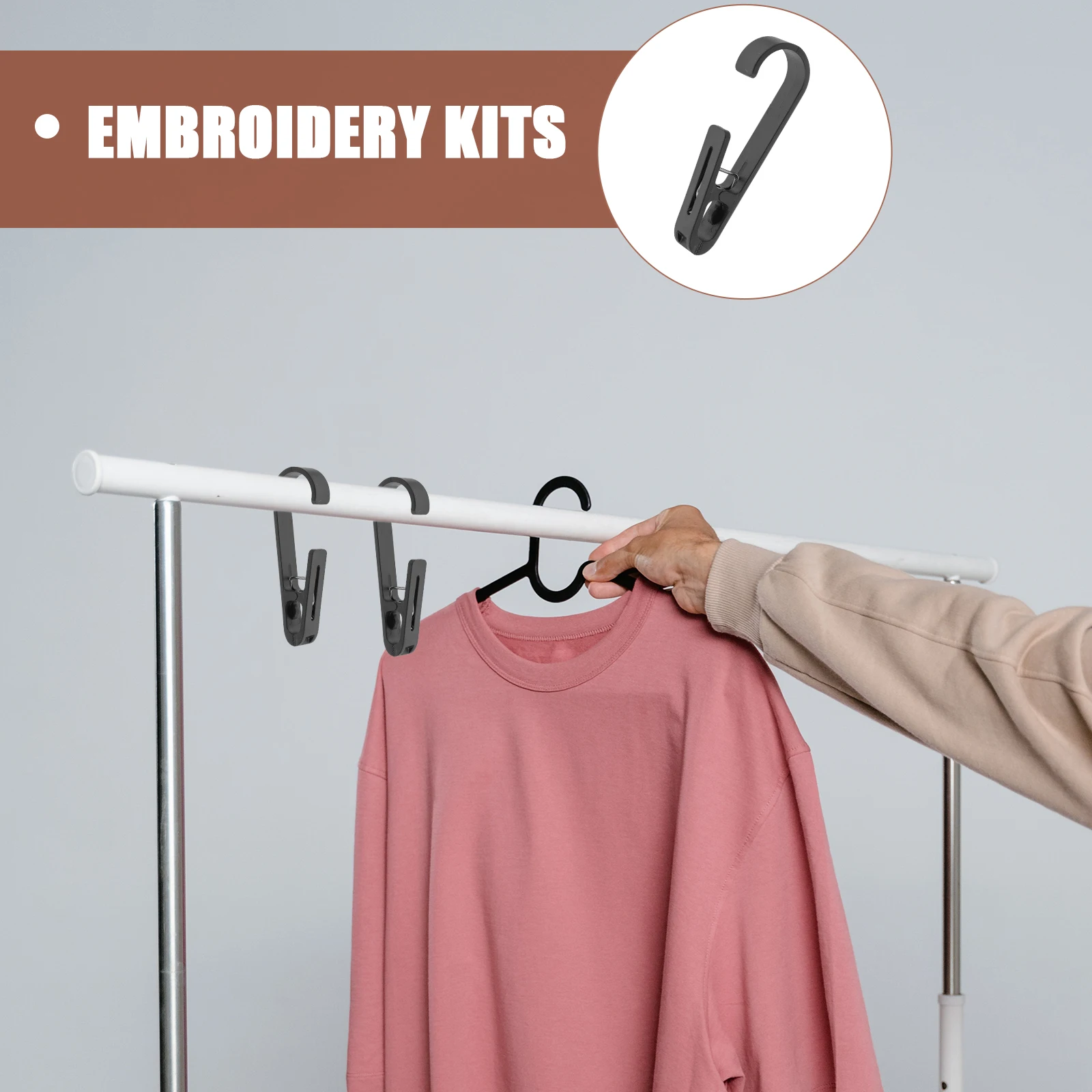 

4pcs Bathroom Hook Clips Versatile Clothes Hangers Adjustable Pants Hanger Strong ABS Material Multi Functional White Space