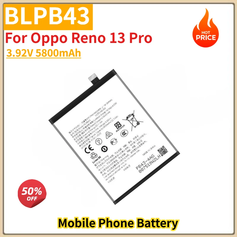 

BLPB43 High Quality Phone Battery 3.92V 5800mAh For Oppo Reno 13 Pro Brand New Replacement Battery