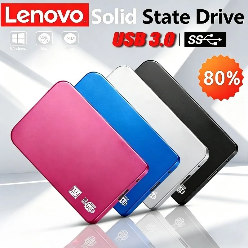 

Внешний корпус для SSD-накопителя Lenovo 4 ТБ, высокоскоростной, USB 3.0, с кабелем USB 3.0, ABS-пластик