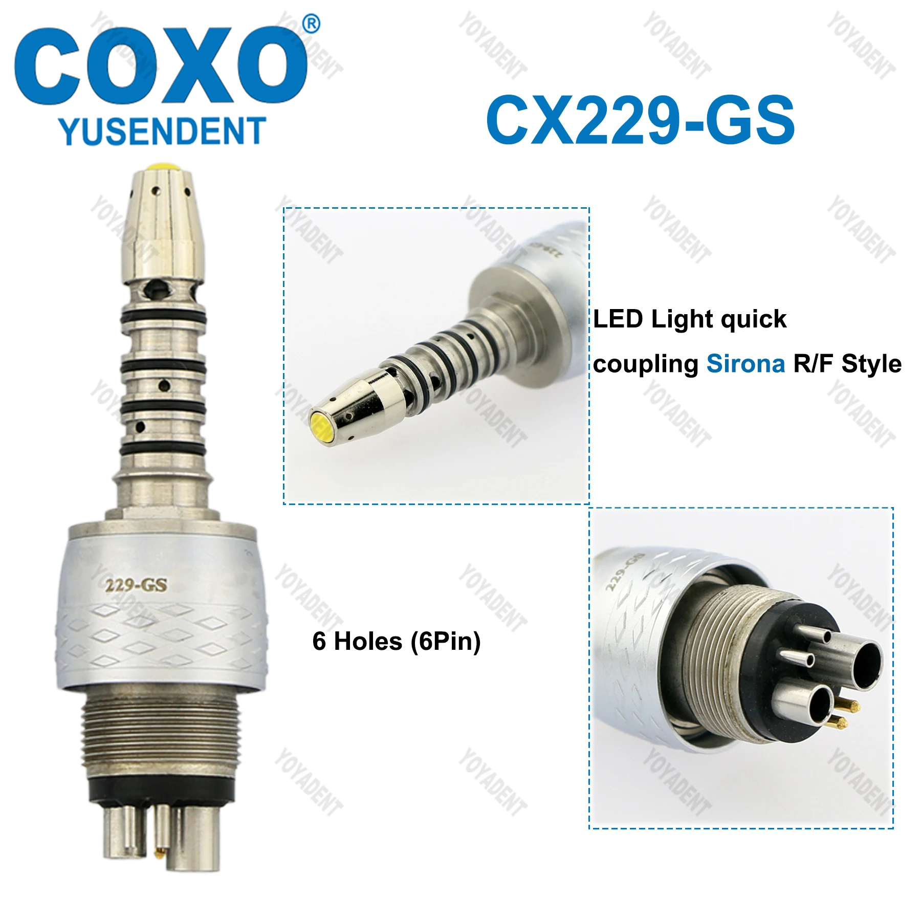 COXO Dental Turbine 6 Pin LED Coupling For Fiber Optic High Speed Handpiece Fit KAVO NSK WH SIRONA Dentist Tools