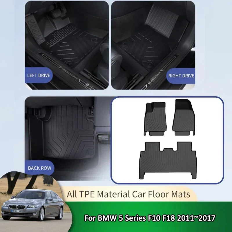 For BMW 5 Series F10 F18 MK6 2011~2017 TPE SWB LWB Car Waterproof Non-slip Floor Mat Full Surround Protective Liner Foot Carpet