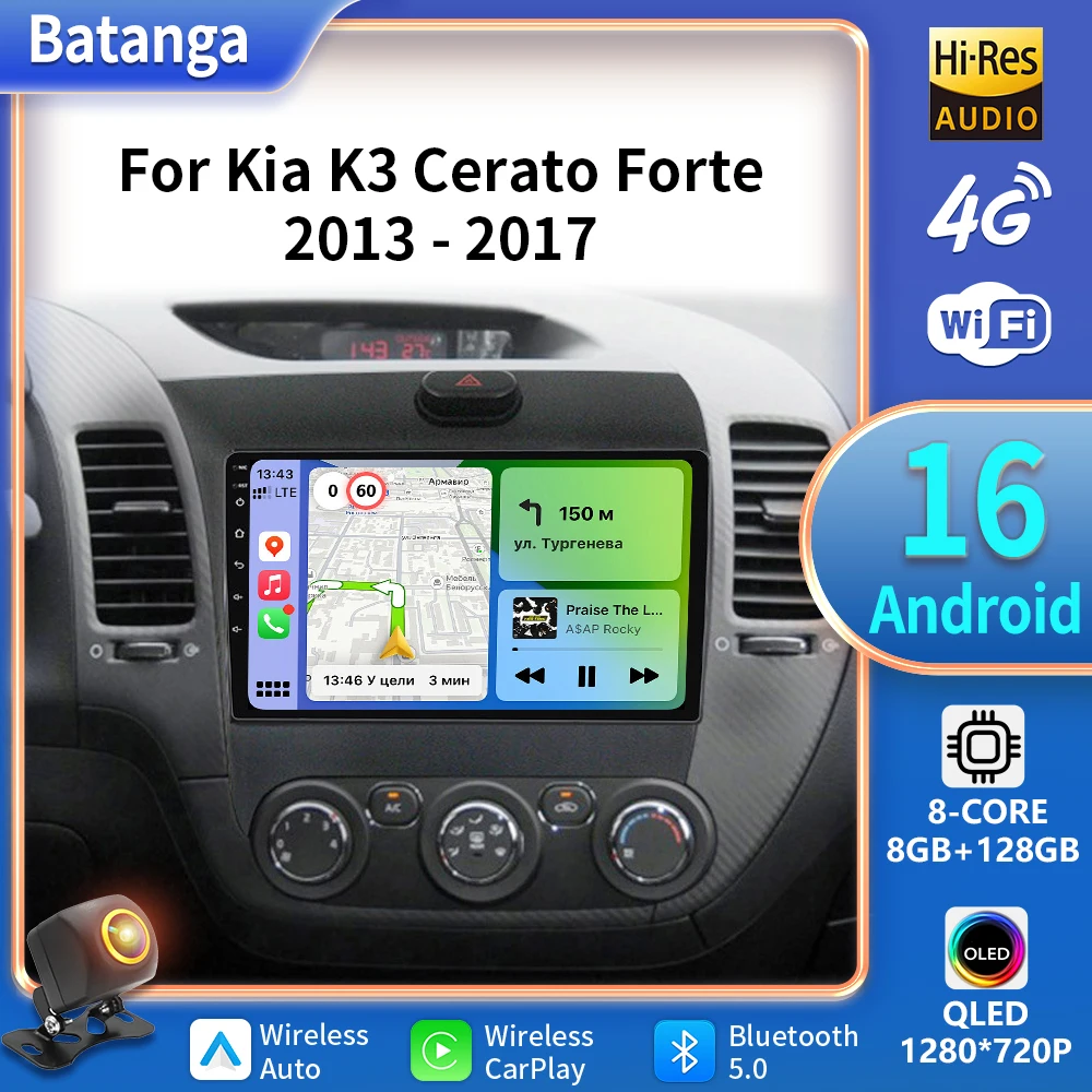 Android 16 para Kia Cerato 3 K3 Forte 2013 2014 2015 2016 2017 2018 coche Auto Radio reproductor Multimedia navegación GPS NO 2DIN DVD