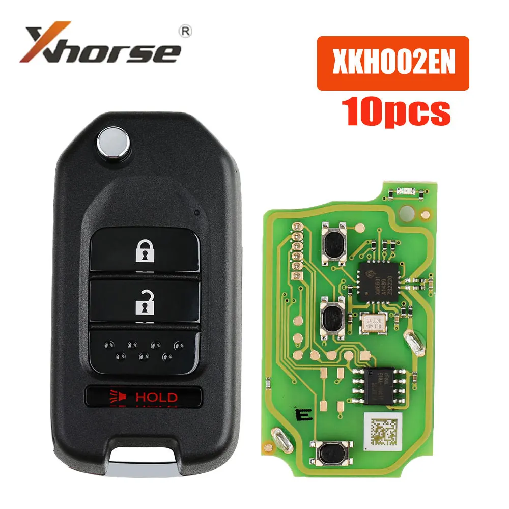 10PCS Xhorse XKHO02EN Car Remote Key 2+1 Button Wire Remote Key for Honda Car Key English Version Work with Xhorse VVDI Key Tool