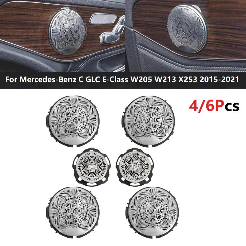 For Mercedes-Benz C GLC E-Class W205 W213 X253 2015-2021 Car Door Audio Loudspeaker Tweeter Midrange Lid Trim Covers