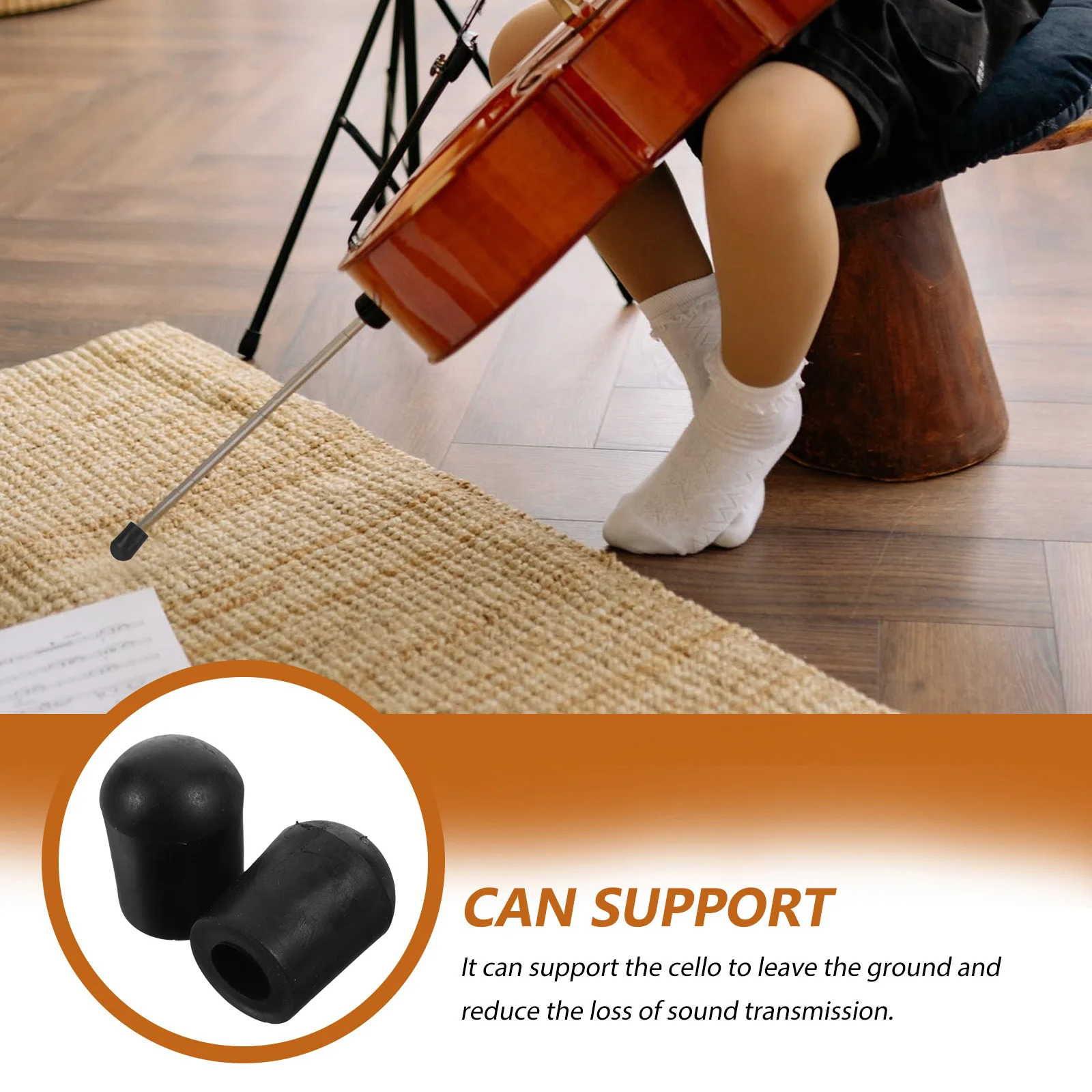 

2pcs Cello Endpin Stopper Rubber Tip Protector Non-Slip Cap For Cello Bass Stability Performance Replacement Part Instrument