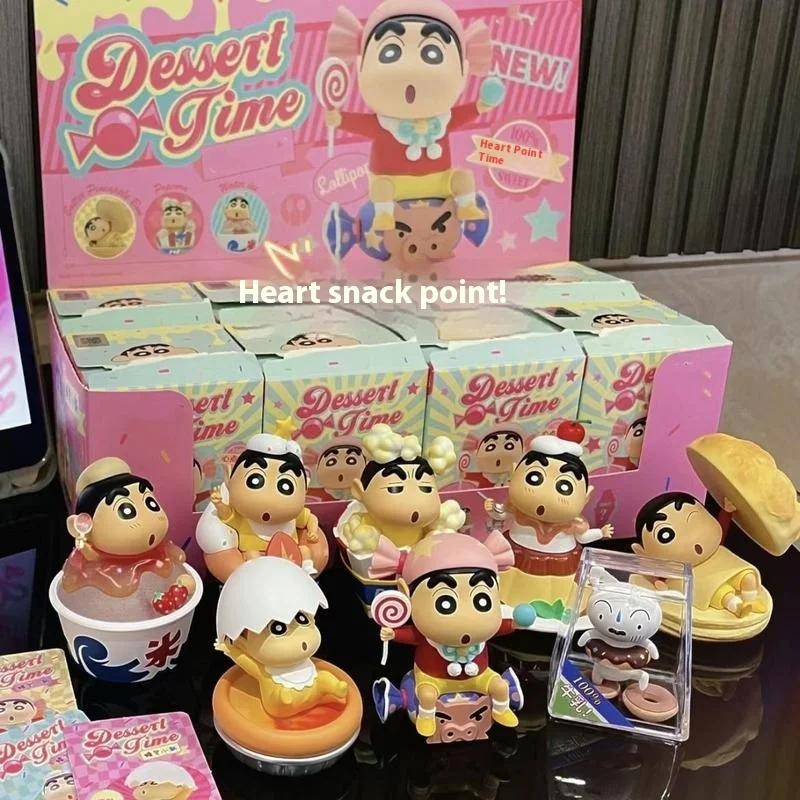 Crayón bonito Shin-Chan Heart Time Series, caja ciega, modelo de Pvc, colección de juguetes para niños, estatua de adorno de escritorio, regalo de cumpleaños y Navidad