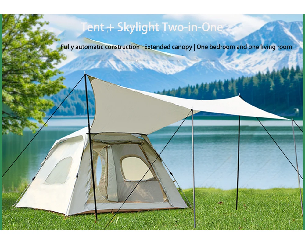 

Tent Canopy Two In One Outdoor Camping Portable Folding Automatic Full Set Thickened Silver Glue Sunscreen And Rainproof