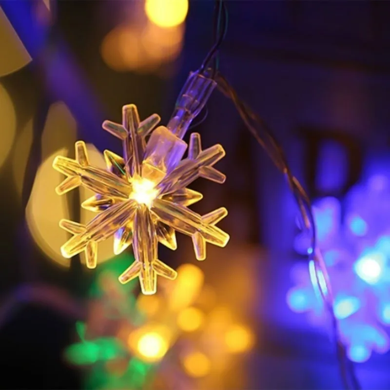Luce 1.5M 10LED 220v fiocco di neve LED fata luci Flash String Lights batteria festa di nozze luci natalizie decorazione ghirlande