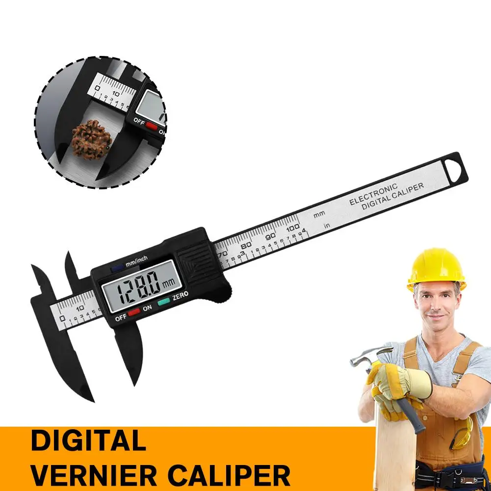 100mm Digital Vernier Caliper Electronic Plastic Calipers Tools Caliber Ruler Large Screen Measuring Pachometer Carpentry T K7n4