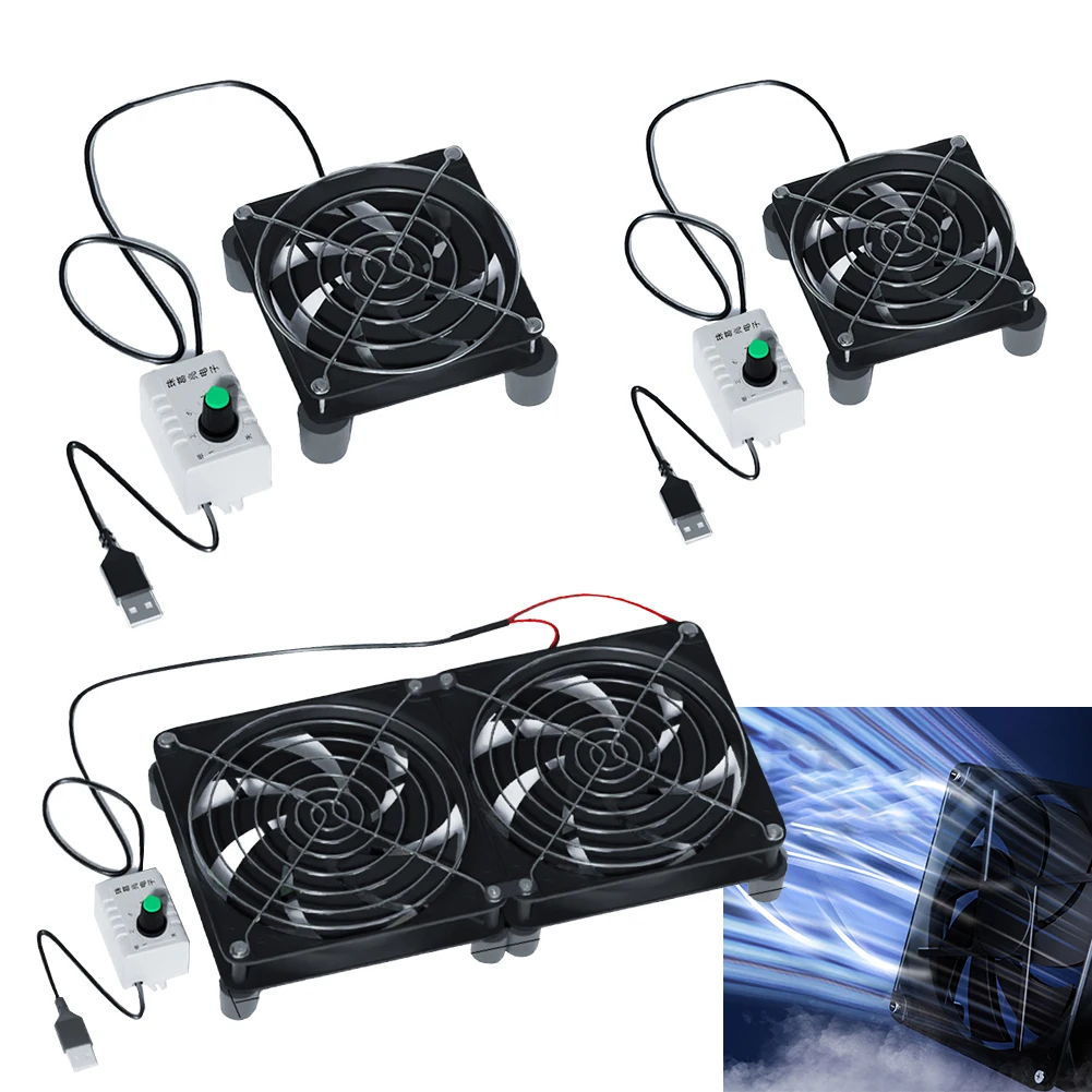 Black USB Router Cooling Fan Oil Motor USB Powered Mesh Pad 100cm Power Cord 3000 RPM Rotation Speed 5V Low Voltage