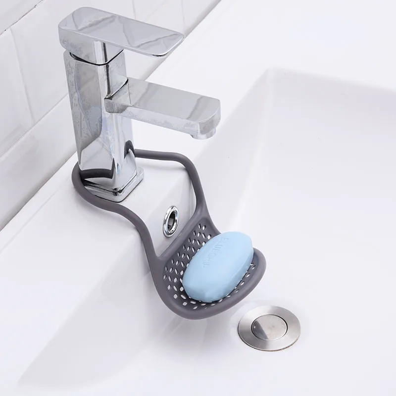 Sink Shelf Soap Sponge Drain Rack Silicone Storage Basket Bag Faucet Holder Adjustable Bathroom Holder Sink Kitchen Accessorie