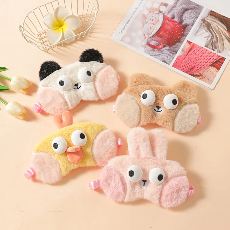 Cute Plush Sleep Mask Creative Monster Pattern Eye Mask Kids Cartoon Sleep Blackout Eye Mask Travel Rest Sleep Aid Eye Mask
