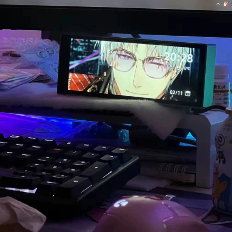 Rog IPS Smart Digital Clock Anime RGB Display Desktop Clock with APP Control Video Wallpaper DIY for Gaming Room Home Decoration