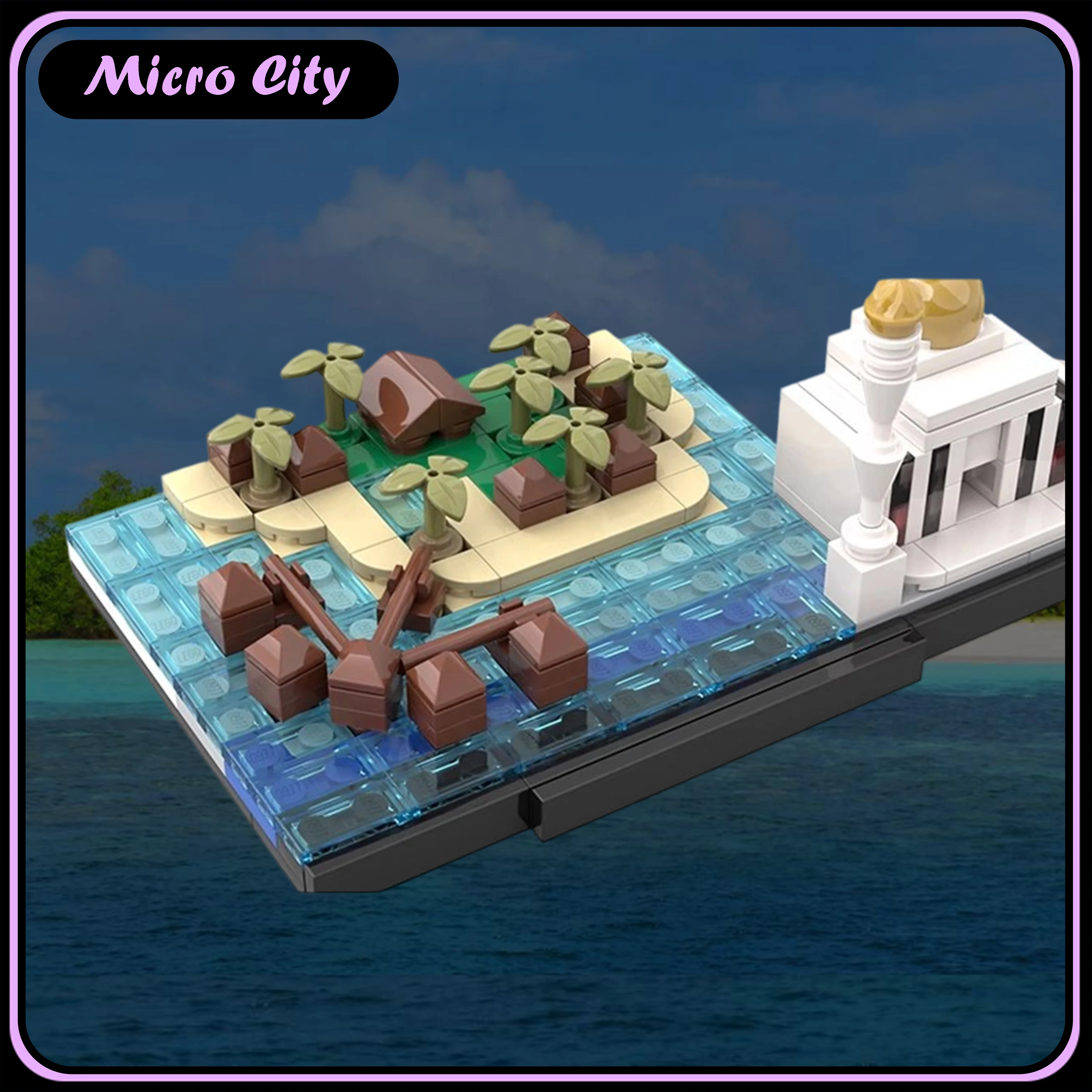 MOC Micro City Skyline Malediven, DIY Miniatuur Architectuur Bouwstenen Model, Creatieve Assemblage Display Set modellen geschenken
