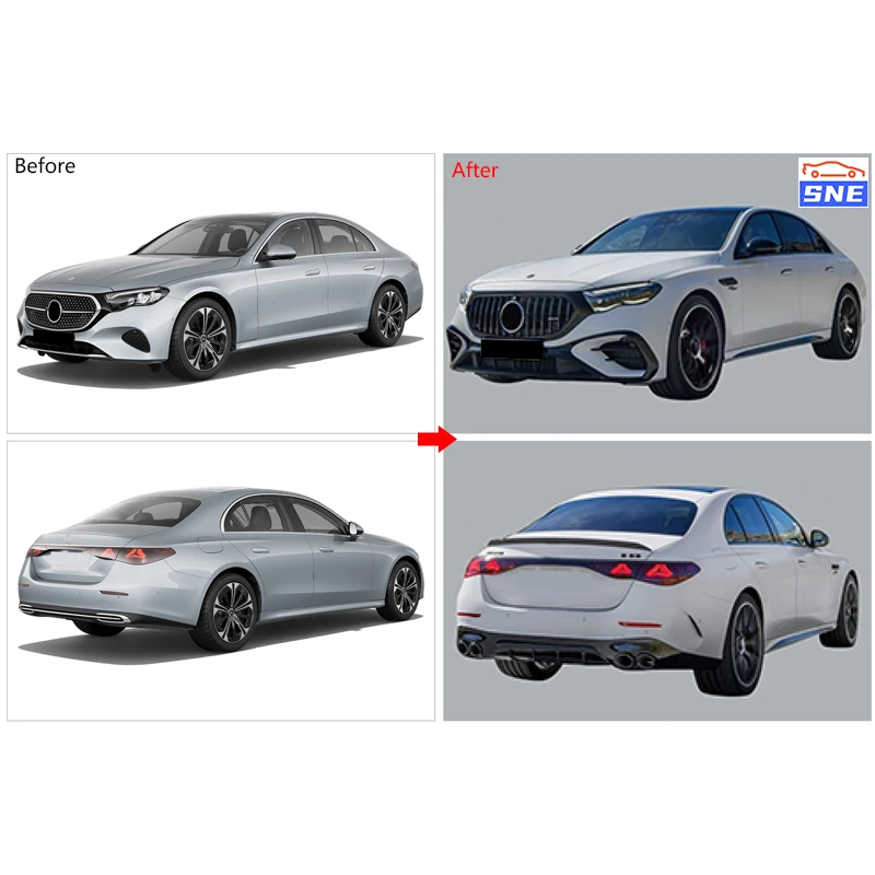 Xds Auto falda lateral de coche parachoques trasero delantero E53 Bodykit Kit de carrocería de conversión completa para Mersedes-Benz Clase E W214 2024 +