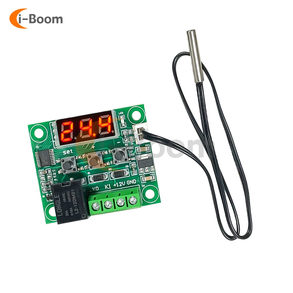 W1209 DC 12V High Precision  Digital Thermostat Module With NTC Waterproof Sensor Probe Temperature Control Range -55°C~120°C