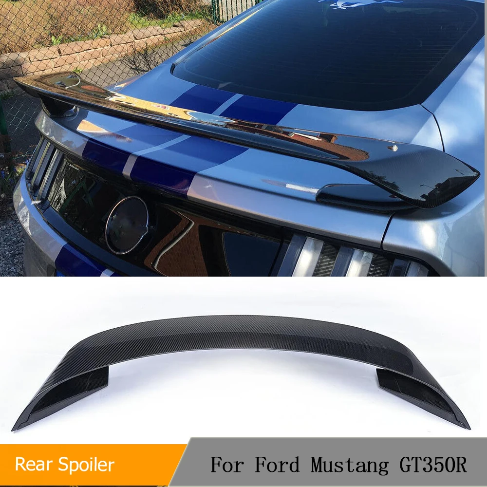 Car Auto Racing GT Rear Trunk Spoiler Lip Wing for Ford Mustang GT350R 2015-2022 Rear Trunk Spoiler Boot Wing Lip Carbon Fiber