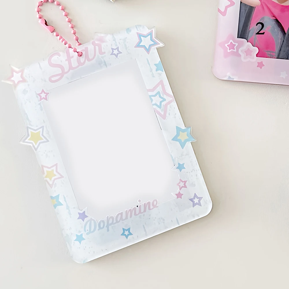 Cute Sweet Photo Frame Cartoon Acrylic Star Card Sleeve Kpop Idol Photo Protection Card Display Pendant Photo Holder Bag Pendant