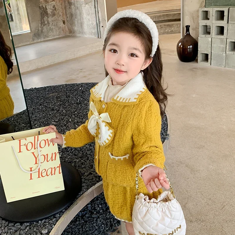 2023 Autumn Winter Children Clothing Sets for Girls Sweater Skirt Kids Casual Clothes Outfits Outdoor Baby Tracksuits 2-8 Y