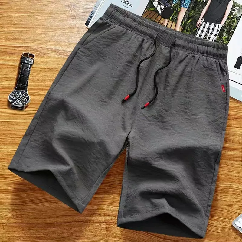 Casual gelo seda orts masculino verão respirável solto ajuste fino beachwear spor equitação calças juventude cintura elástica