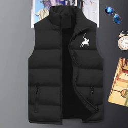 2024 Newest Men's Polo Printed Sleeveless Jacket Man Autumn and Winter Warm Windproof England Style Down Vest(4 Colors)M-5XL