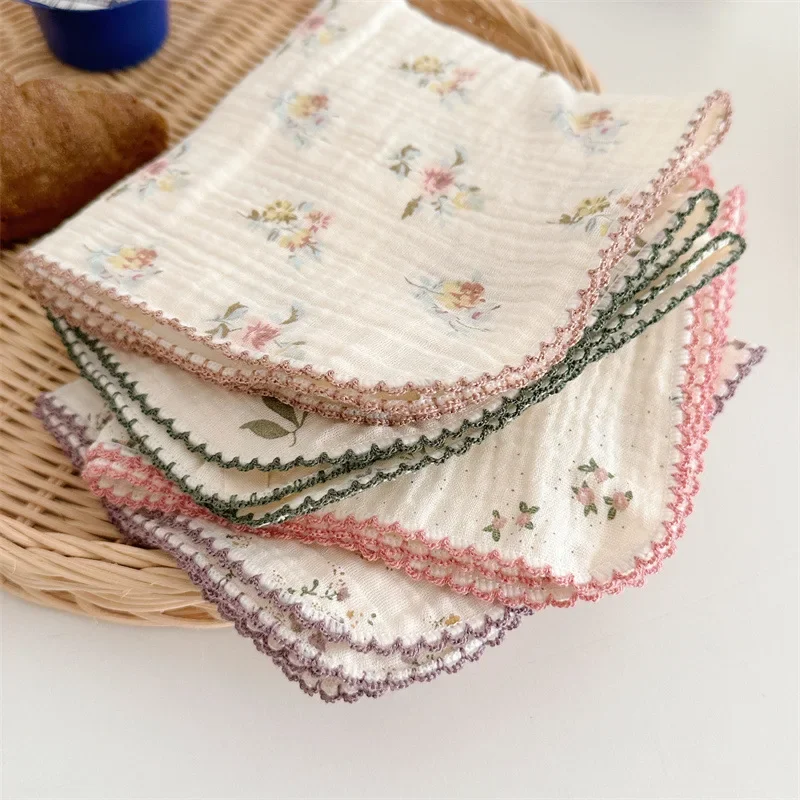 Cotton Gauze 1Pc Random Color Baby Soft Square Towel Washcloth Towel Floral Ins Style Baby Bath Children Absorbent Handkerchiefs