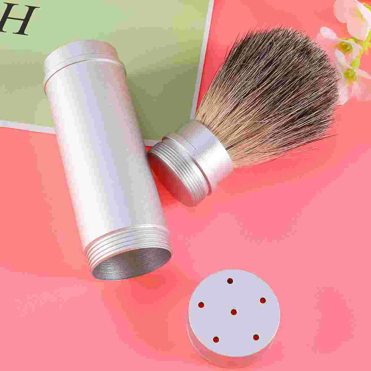 Cepillo de afeitado para hombres, cepillo de limpieza de peluquería con tubo de aluminio, Blaireau, 1 unidad