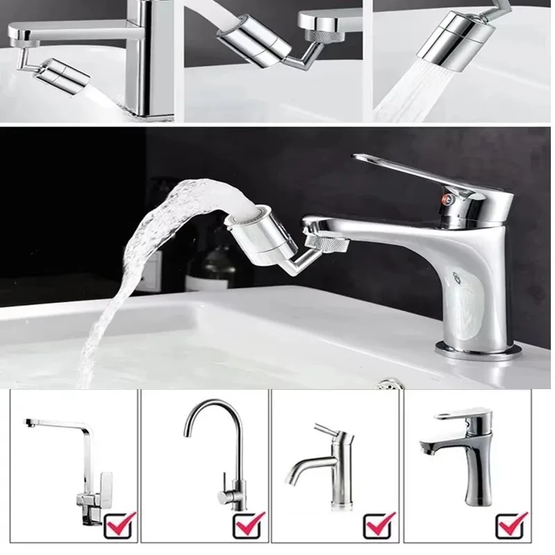 Universal Kitchen Coper 720° Rotatable Splash Filter Faucet Sprayer Head Flexible Bathroom Tap Extender Adapter Foam Nozzle