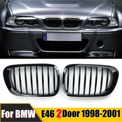 Rejilla delantera de riñón doble para BMW, accesorio de color negro brillante, apta para BMW Serie 3, E46, Coupe, 2 puertas, Años 1998 a 2001