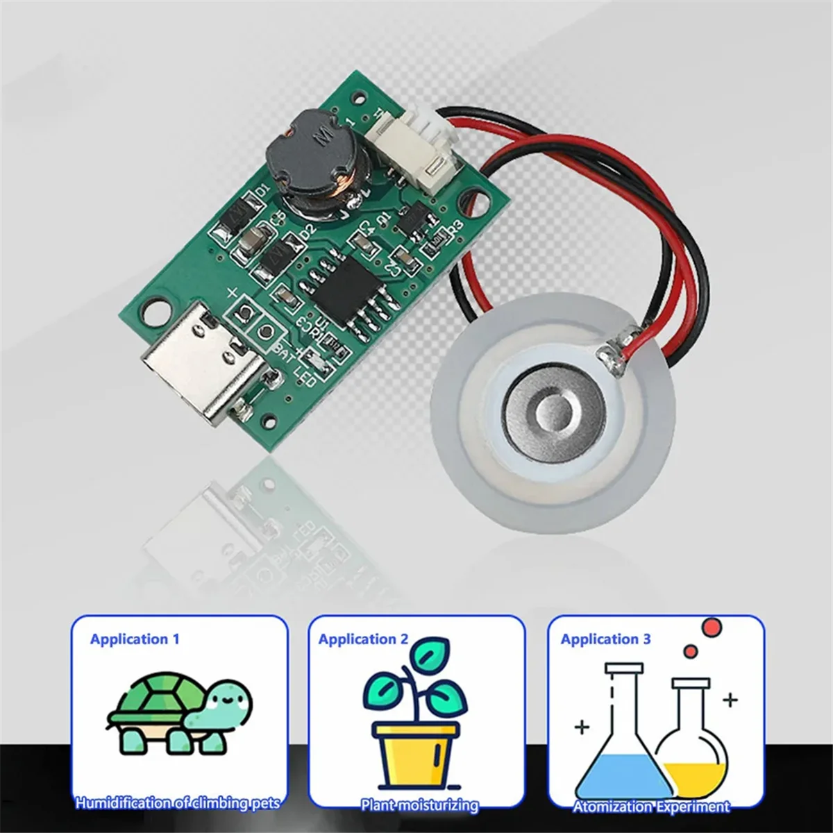 อินเทอร์เฟซแบบ USB Type-C แพ็กเกจ DC5V สร้างเครื่องอัลตร้าโซนิคพ่นหมอกเพิ่มความชื้นโมดูลไดรฟ์เครื่องสร้างความชื้นอัลตราโซนิกแบบ DIY