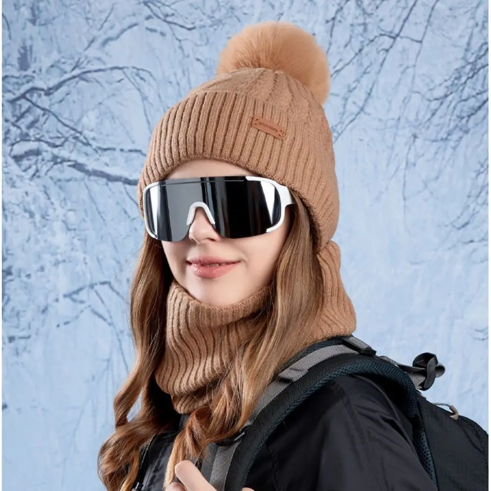 3 pçs cor sólida chapéu cachecol luvas conjunto quente engrossar boné de malha térmica velo forrado proteção térmica inverno gorro chapéu esqui