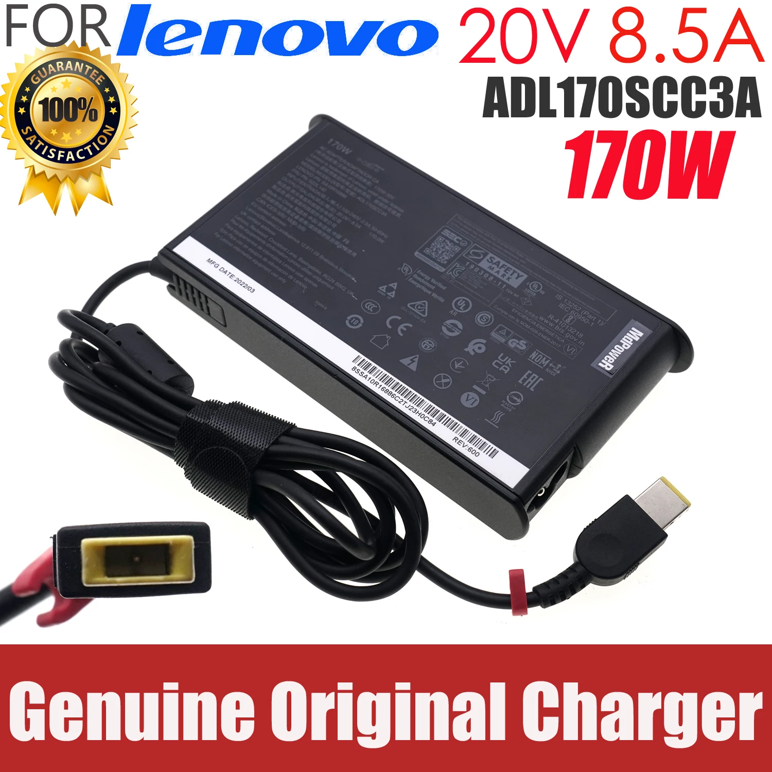 

For Leovo 20V 8.5A 170W Orginal Power Adapter ADL170NLC3A ADL170SDC3A For Lenovo Thinkpad W540 T540p T440p P50 P51 W541 Y520