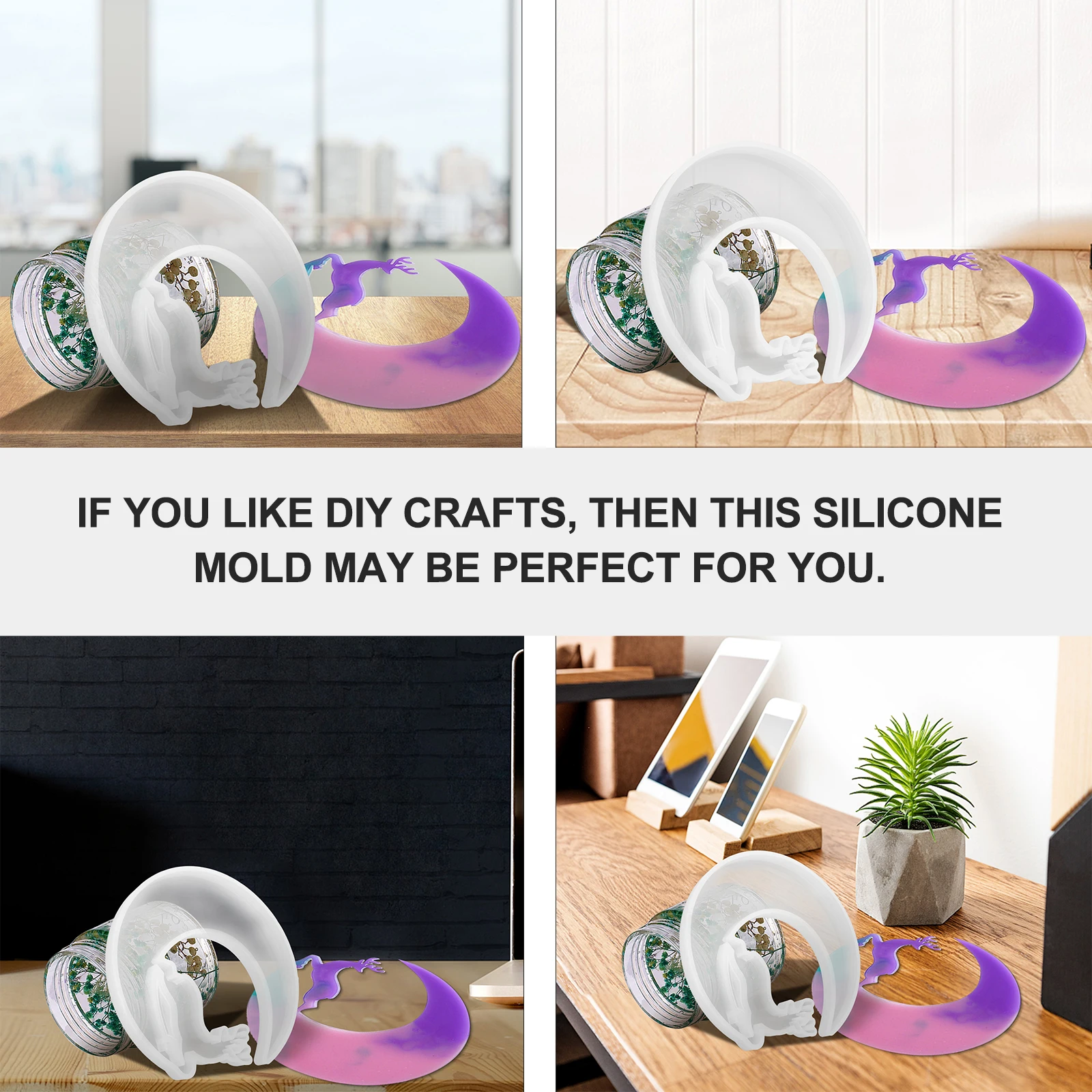 

Silicone Moon Shaped Mold High Flexibility Transparent Diy Epoxy Molds For Handcraft Making Desktop Decoration Creative