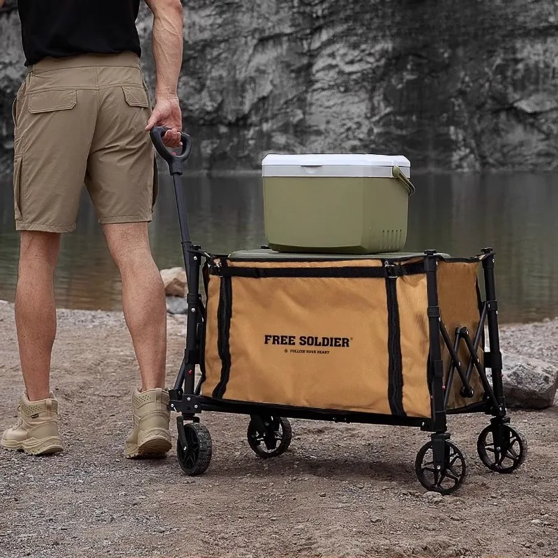 

Большая вместительная тележка для кемпинга, портативная складная тележка для хранения на открытом воздухе, корзина для покупок, пляжный пикник, прочный маленький прицеп