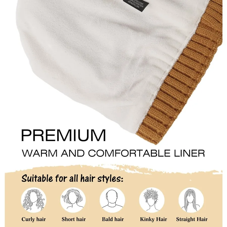 Wmcaps Topi Rajut Musim Dingin untuk Pria Wanita Topi Beanie Berlapis Bulu Hangat Topi Ski Lembut Hangat Unisex