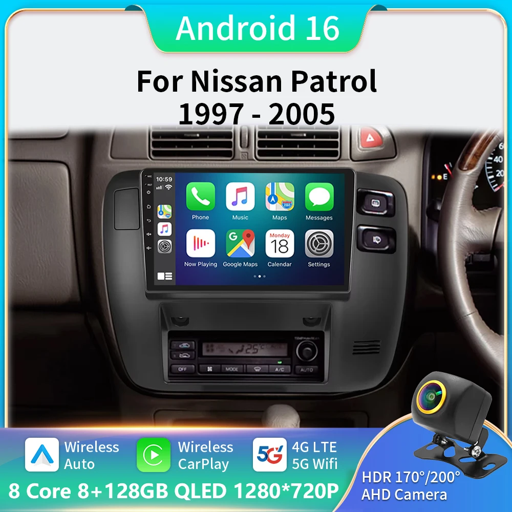

Car Radio Android 16 For Nissan Patrol 1997 - 2005 LHD RHD GPS Navigation Multimedia Player Android Auto Carplay No 2din 5G Wifi