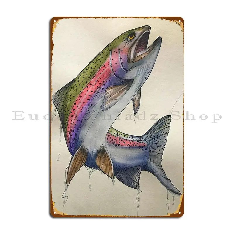 Jumping Trout Metal Plaque Poster Painting Personalized Living Room Living Room Funny Tin Sign Poster