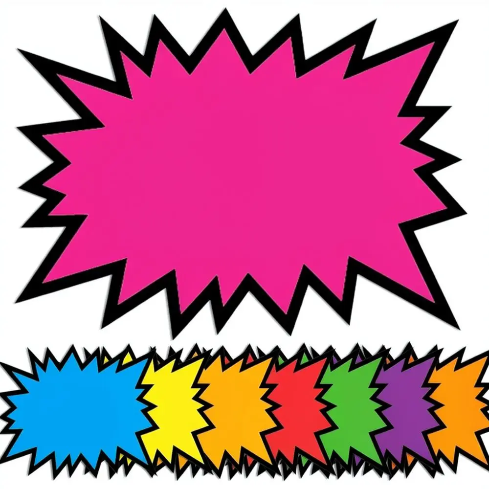 Bright Neon Advertising Signs Retail Price Labels Starburst Promotional Cards Paper Stickers For Store Discount